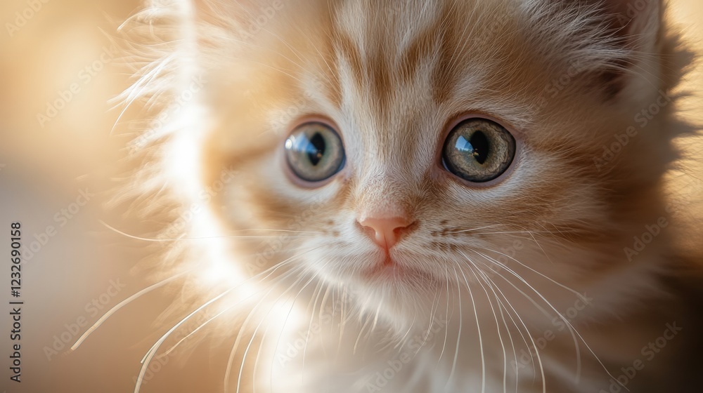 A close-up of a fluffy kitten with big, bright eyes A close-up of a fluffy kitten with big, bright eyes