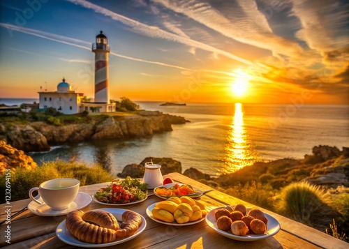 Sunrise Lighthouse Porto Colom Mallorca Spain Mediterranean Sea Breakfast Food Photography photo