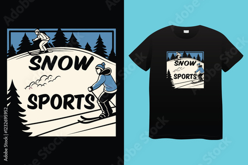 Monochrome illustrations of snowboarders and skiers enjoying winter holidays in a mountain ski resort, perfect for t shirt designs or any winter sports promotion.