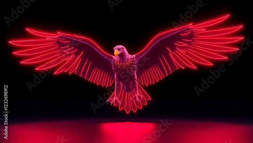 3D Neon Crimson Sky Eagle photo