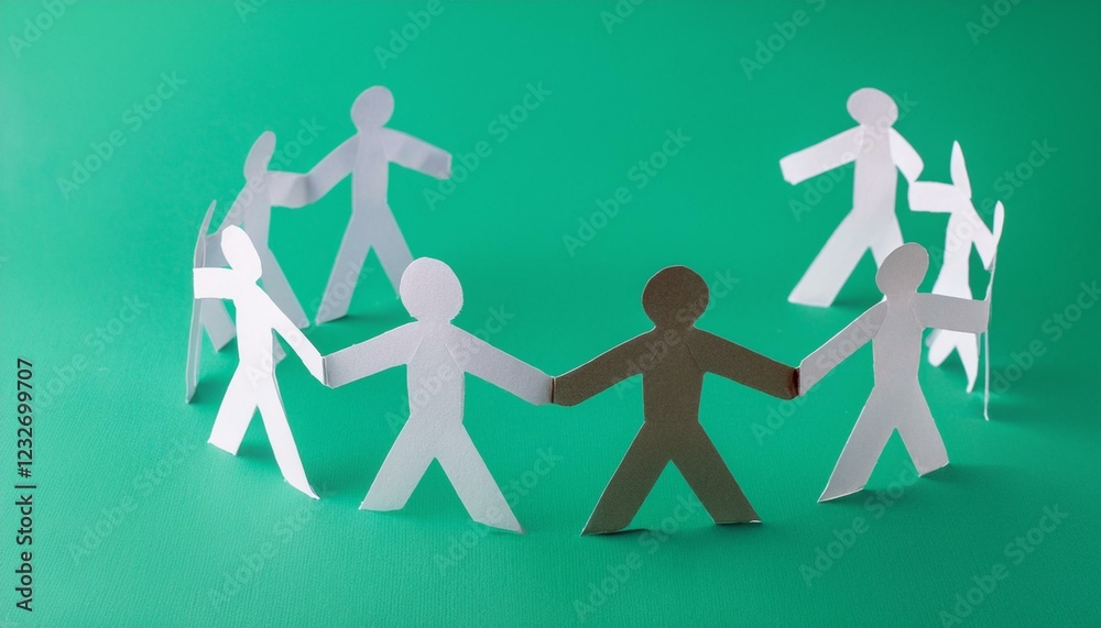 손과 손이 연결된 종이 사슬 형태의 종이인형 손과 손이 연결된 종이 사슬 형태의 종이인형