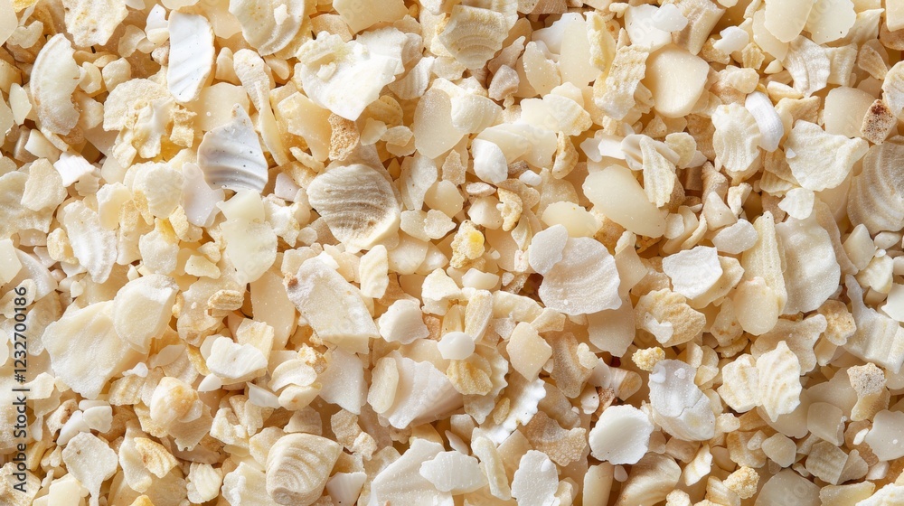 Serene Beauty: Detailed Close-Up of Seashells Scattered on Beach Sand Creating a Mesmerizing Pattern