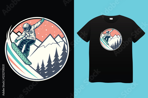 snow winter sports t shirt design. Set of Winter sport athlete silhouettes. Ski jumping, downhill, slalom, skiing emblems. Print design for t-shirt. Sport club emblems.