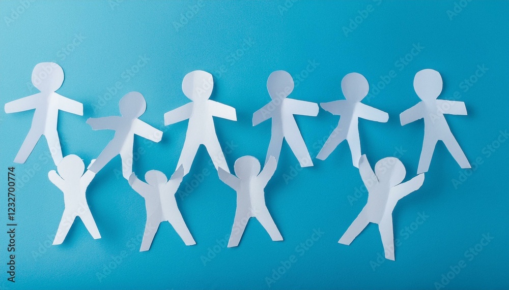 손과 손이 연결된 종이 사슬 형태의 종이인형 손과 손이 연결된 종이 사슬 형태의 종이인형