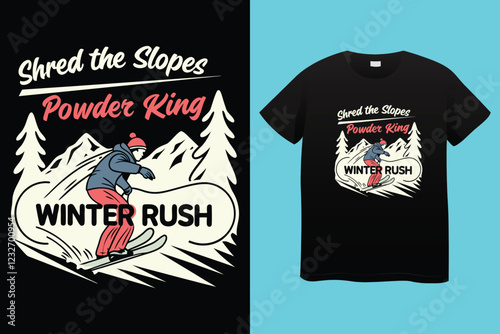 snow winter sports t shirt design. Set of Winter sport athlete silhouettes. Ski jumping, downhill, slalom, skiing emblems. Print design for t-shirt. Sport club emblems.