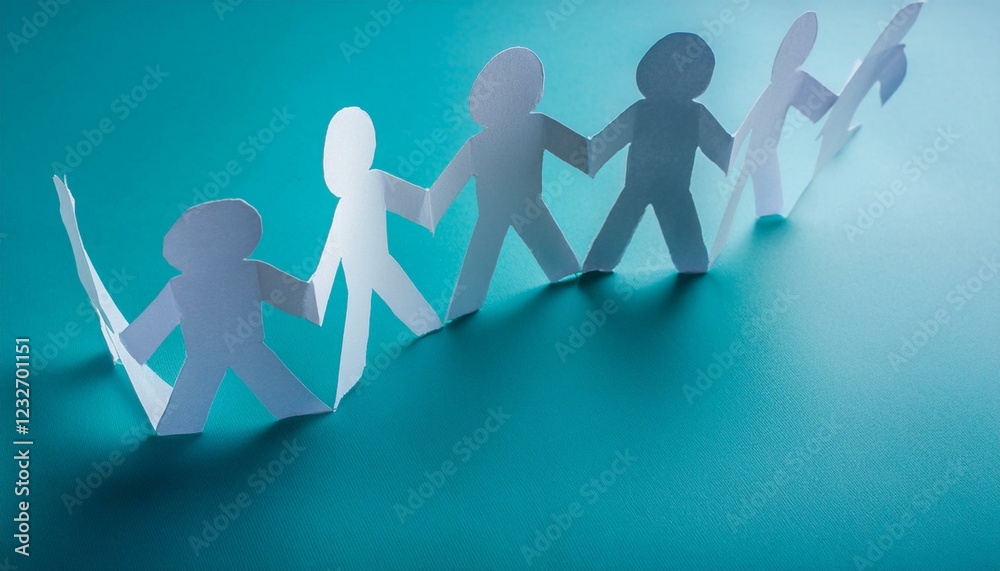 손과 손이 연결된 종이 사슬 형태의 종이인형 손과 손이 연결된 종이 사슬 형태의 종이인형
