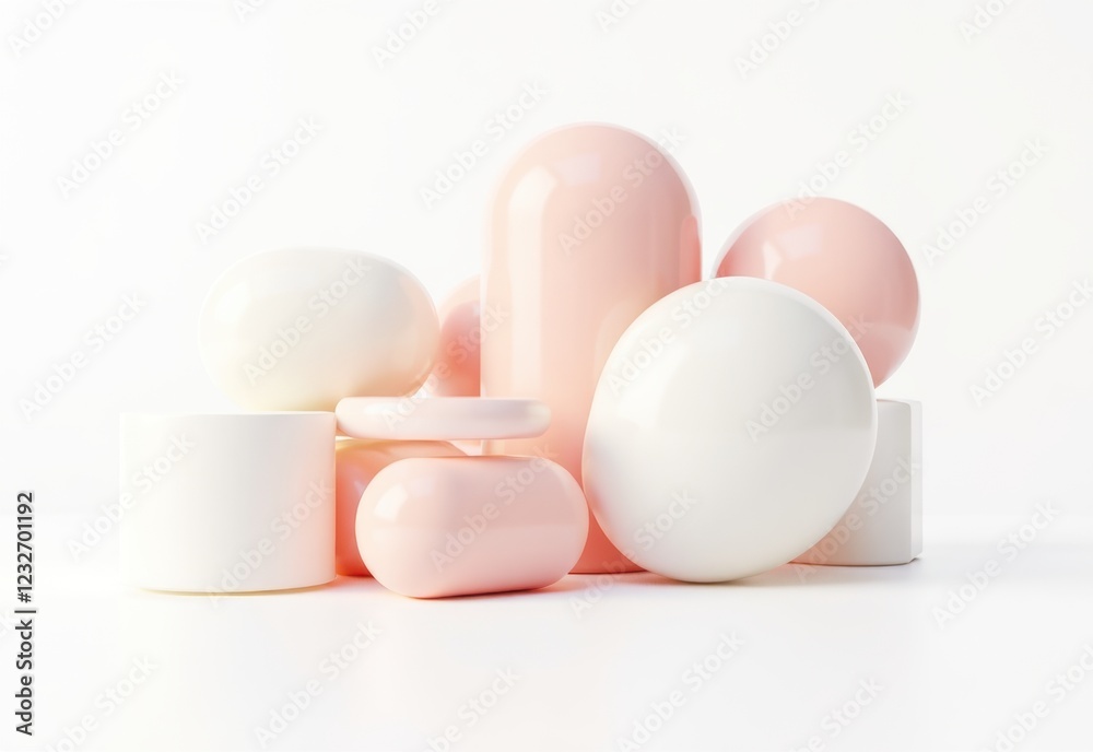 Minimalist geometric object in soft pastel tones, casting a shadow against a bright white background, creating a modern and abstract aesthetic Minimalist geometric object in soft pastel tones, casting a shadow against a bright white background, creating a modern and abstract aesthetic