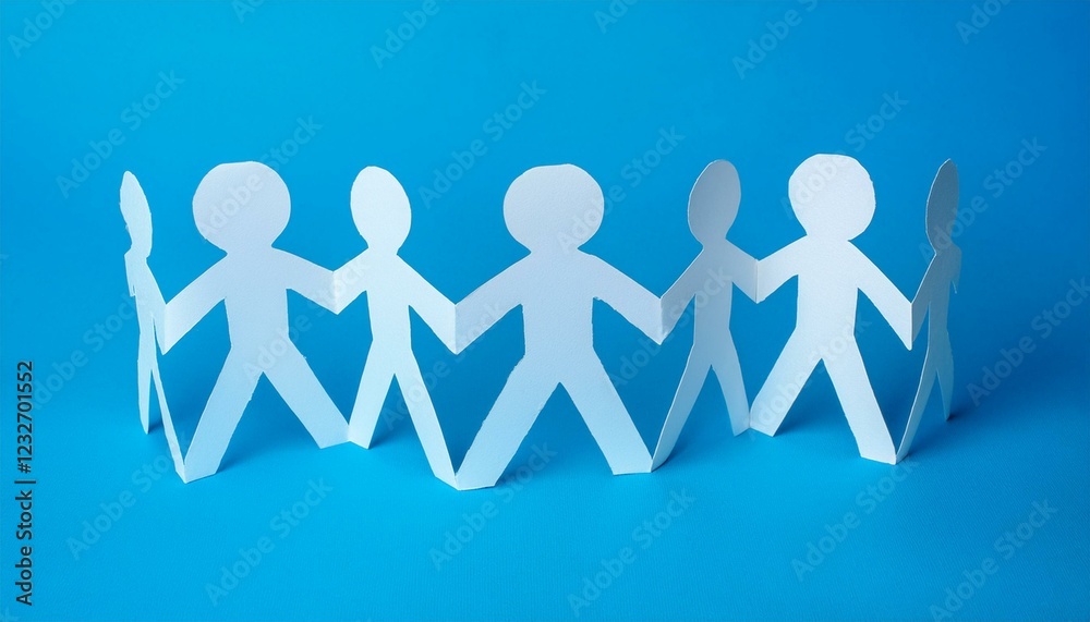 손과 손이 연결된 종이 사슬 형태의 종이인형 손과 손이 연결된 종이 사슬 형태의 종이인형