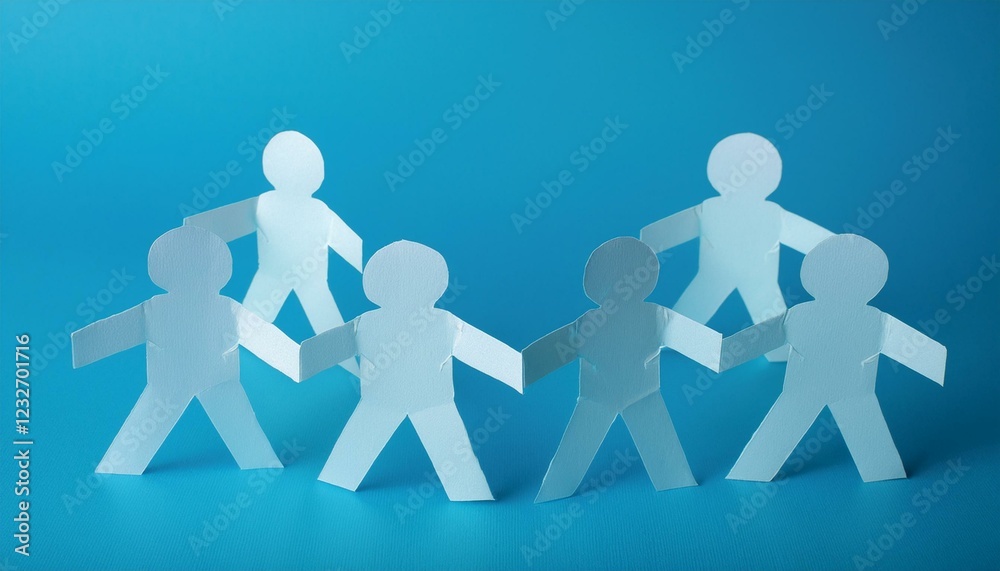 손과 손이 연결된 종이 사슬 형태의 종이인형 손과 손이 연결된 종이 사슬 형태의 종이인형