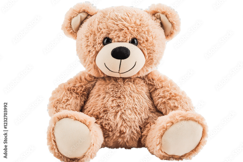 Fototapeta premium A soft toy teddy bear on a clear, transparent background.