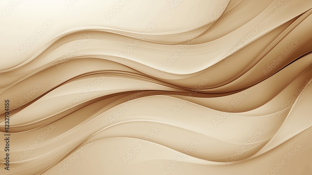 Obraz premium Smooth flowing abstract waves in warm beige tones create a calming visual experience for relaxation and inspiration. mocha mousse trend color