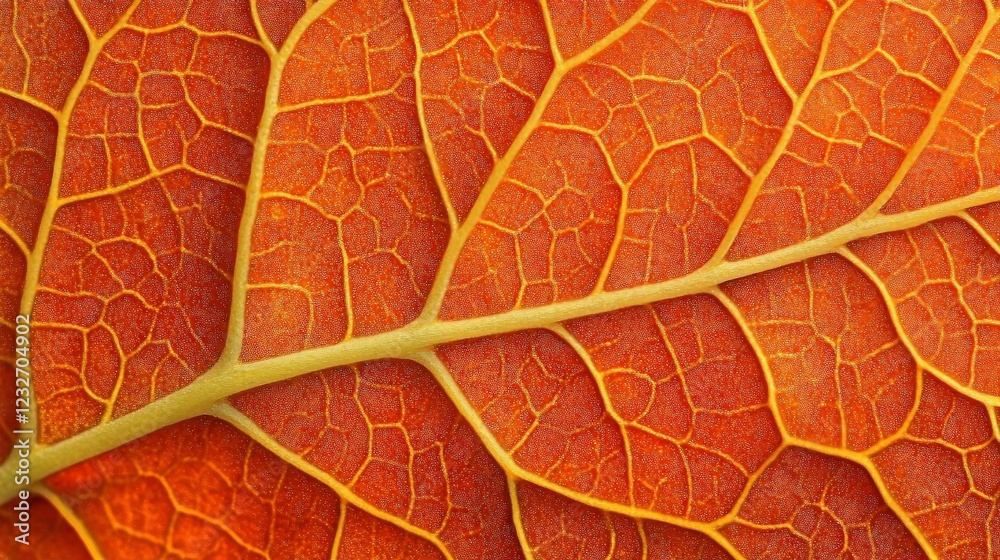 Obraz premium Autumn leaf vein texture close-up, nature background, design element