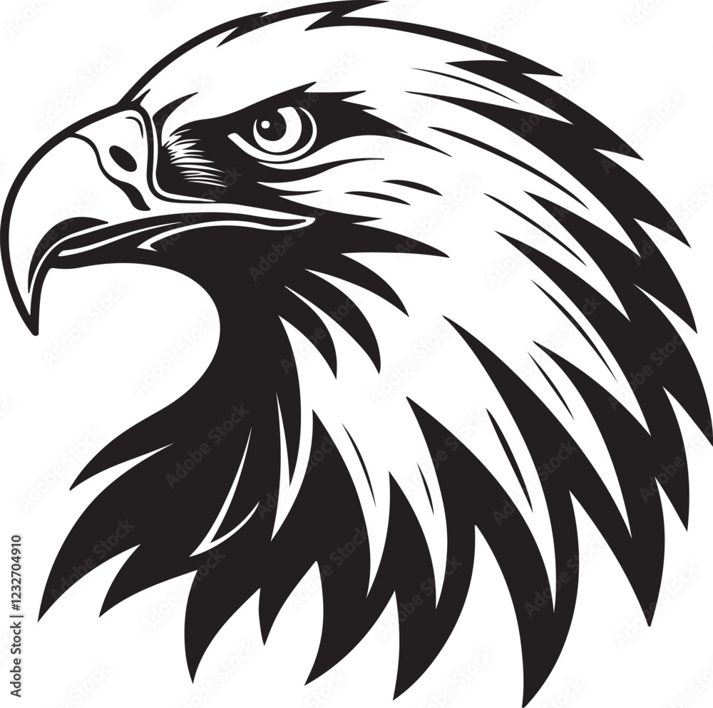 Fototapeta premium Eagle head silhouette vector illustration on white background