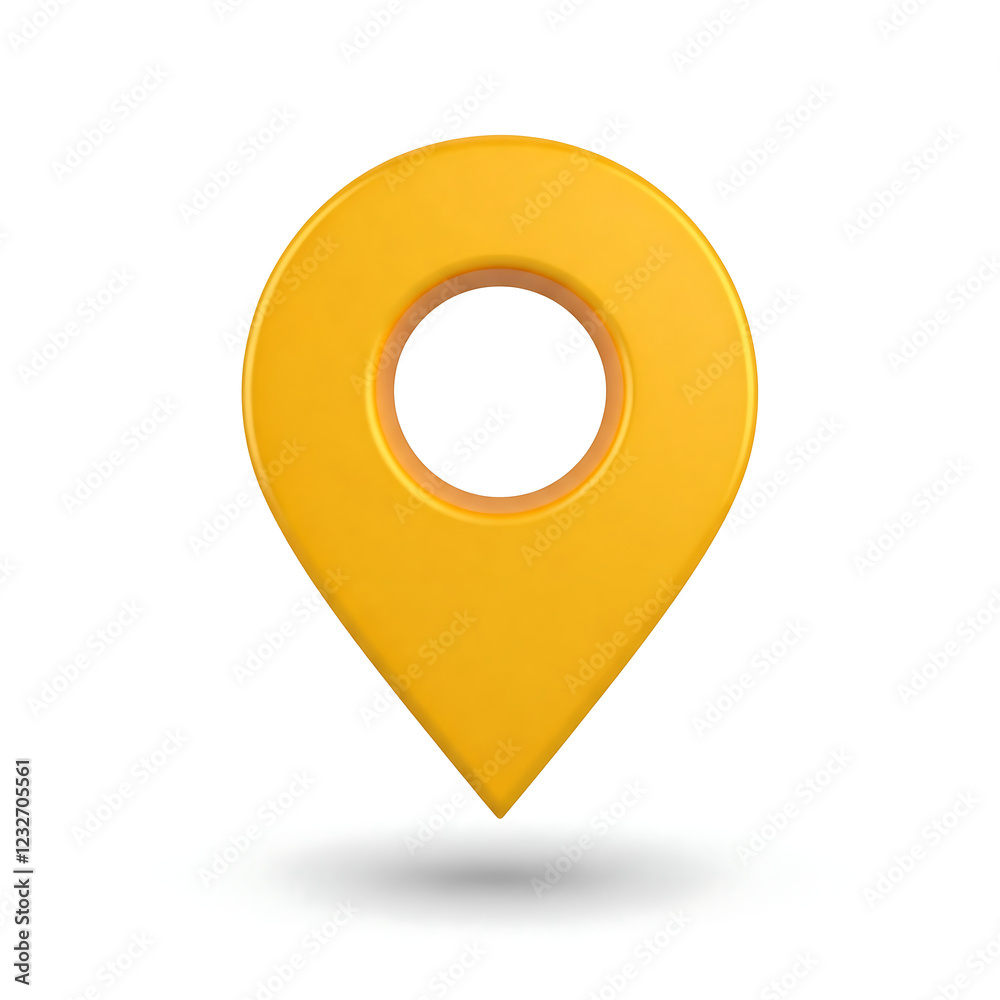 Modern 3D Yellow Location Pin Icon Modern 3D Yellow Location Pin Icon