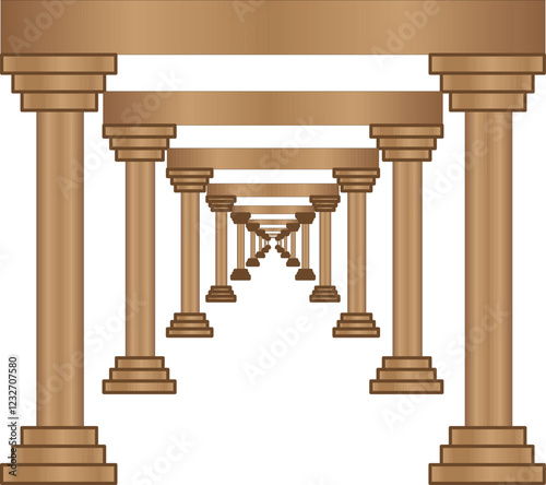 Golden Pillar 3d Golden pillar standing 3d pillar design vector pillar golden pillar design classical 3d design pillar brown illustration Style pillar vector