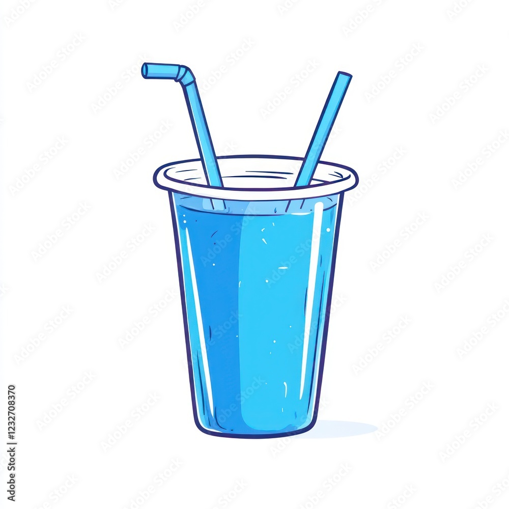 Light blue drink cup with straw, isolated on white background. Possible use Stock photo for beverage product marketing Light blue drink cup with straw, isolated on white background. Possible use Stock photo for beverage product marketing