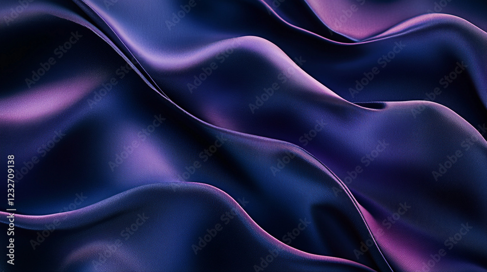 Fototapeta premium Textured silk fabric in shades of deep purple and blue creates an elegant and flowing appearance