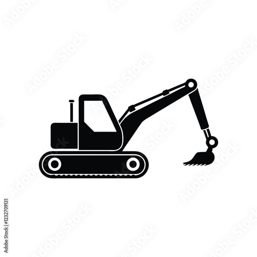 Construction excavator silhouette vector illustration isolated on a white background