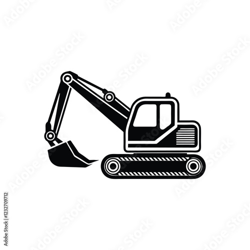Construction excavator silhouette vector illustration isolated on a white background