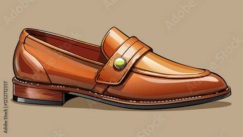 Cognac leather loafers with penny strap detail against a neutral beige background classic sophistication