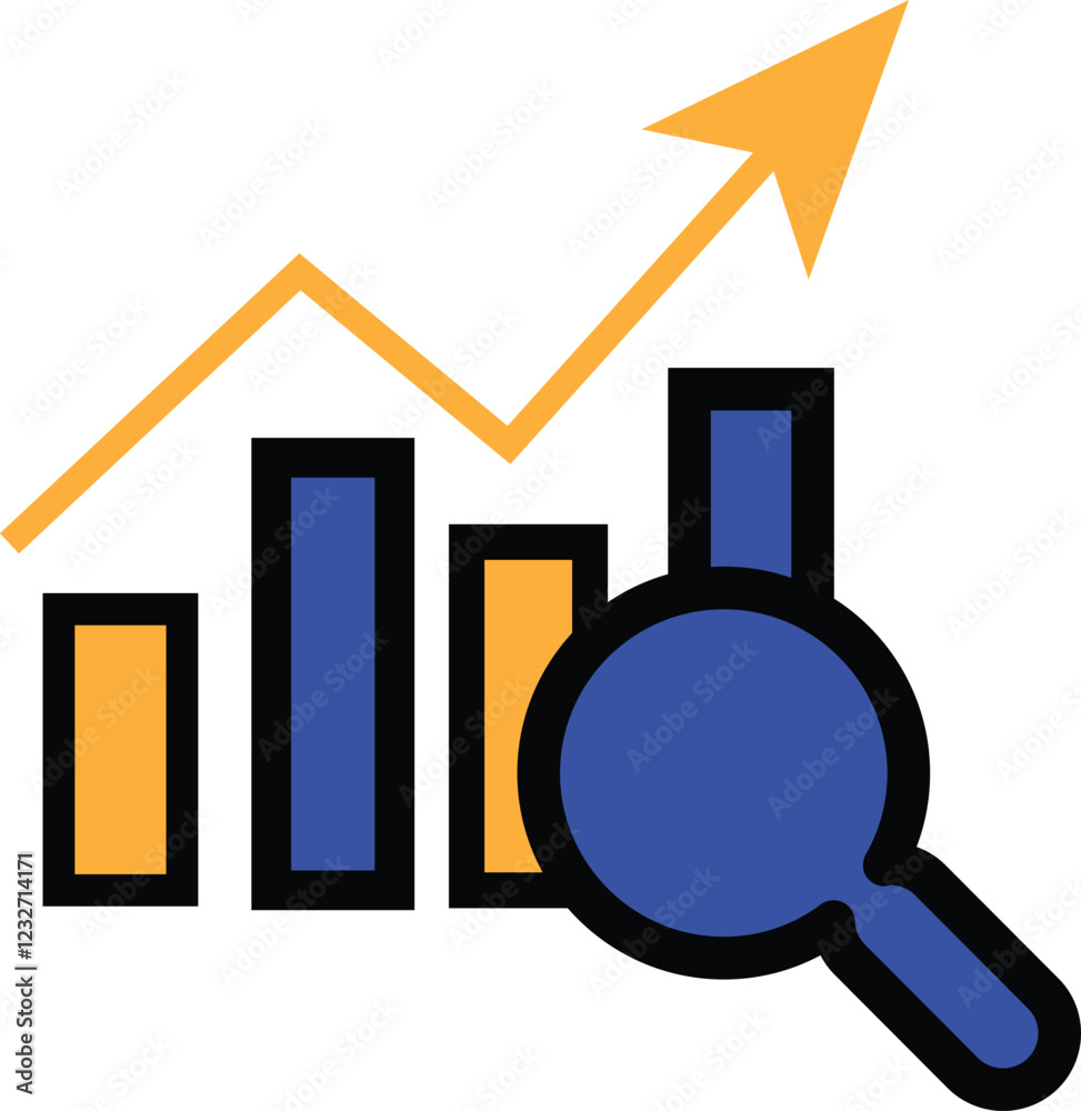 Blue Magnifying Glass with Bar Chart Icon - Data Analysis and Growth Concept with Transparent Background Blue Magnifying Glass with Bar Chart Icon - Data Analysis and Growth Concept with Transparent Background