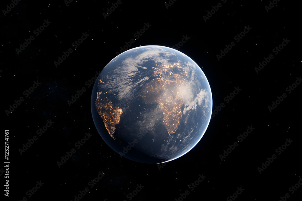 Fototapeta premium Photorealistic view of the Earth from space.