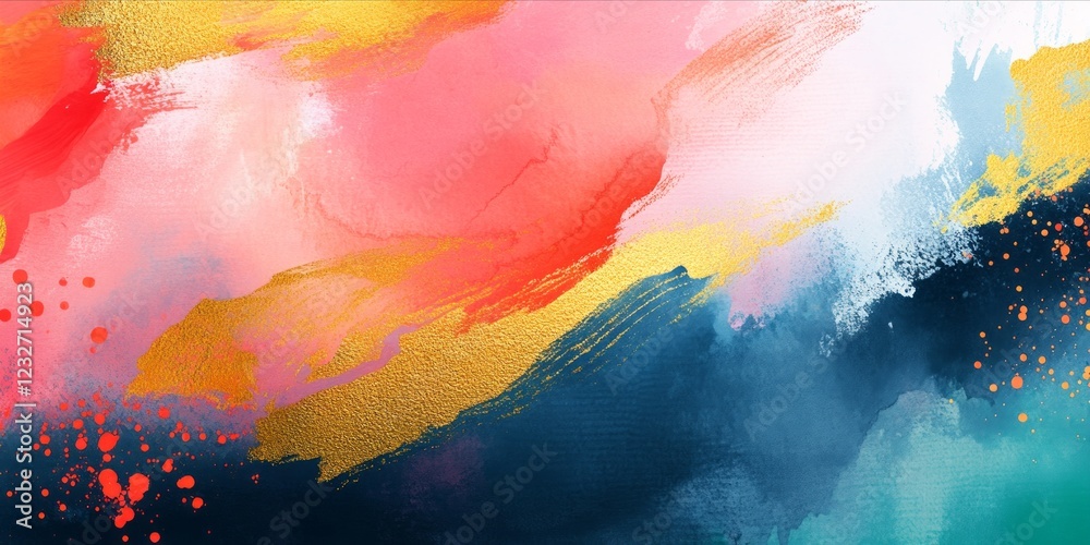 Golden Abstract Textures Enhancing a Multicolored Background Golden Abstract Textures Enhancing a Multicolored Background