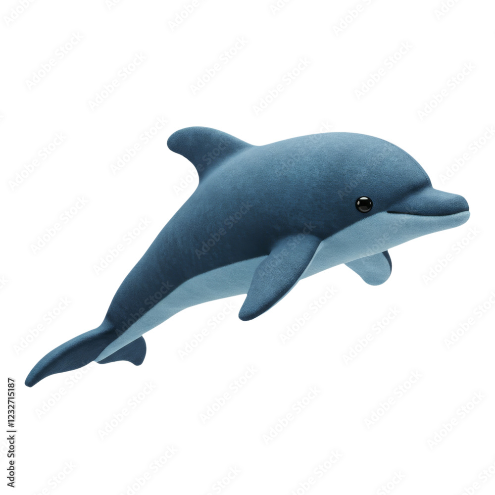 Stuffed Kid Toy Dolphin Plushie, Swimming Ocean Toy, Isolated Transparent png