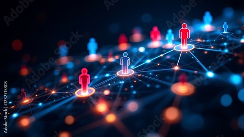 Network of user icons symbolizing iam roles and access management.