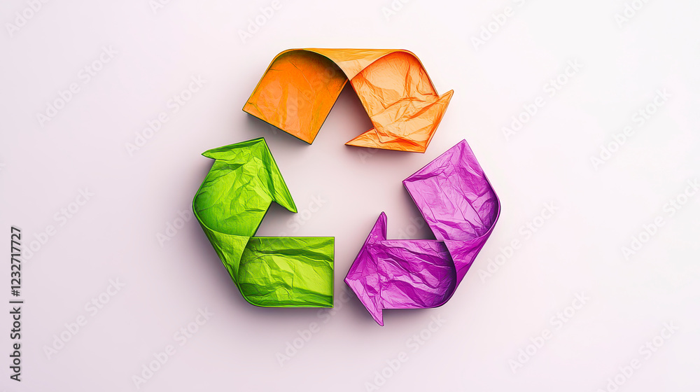 Colorful Textured Recycling Symbol Promoting Sustainability