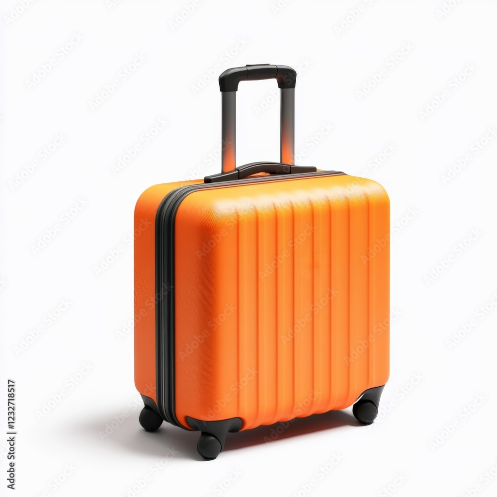 orange carry-on luggage isolated on a white background orange carry-on luggage isolated on a white background