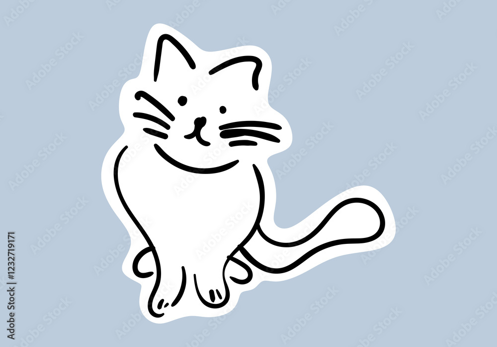 cute cat illustration with simple line art cute cat illustration with simple line art