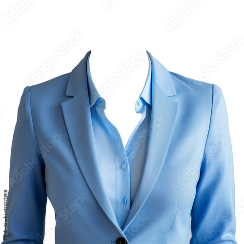 Women Blue Suit For Business Blue Jacket With Shirt isolated on a white background
