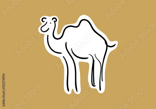 simple line art illustration of a camel icon, inspired by Arabian culture.