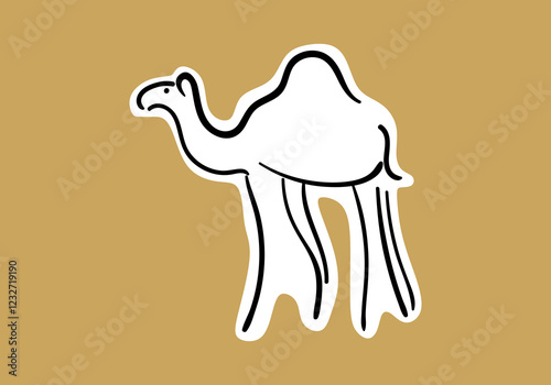 simple line art illustration of a camel icon, inspired by Arabian culture.