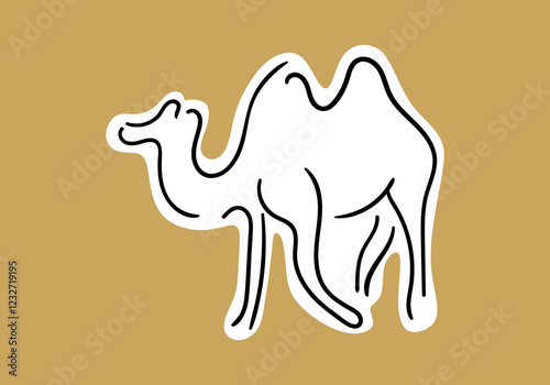simple line art illustration of a camel icon, inspired by Arabian culture.