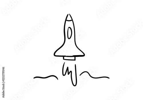 imple line art illustration of a rocket icon, designed as a sticker. photo