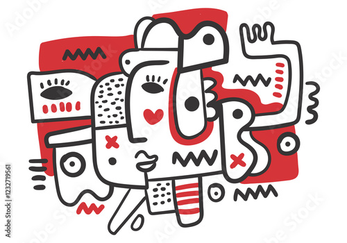 A contemporary style face illustration with an abstract cubism approach
