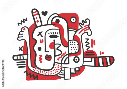 A contemporary style face illustration with an abstract cubism approach
