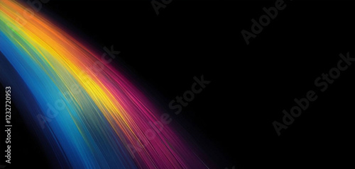 A striking arc of rainbow colors emerging from a dark space