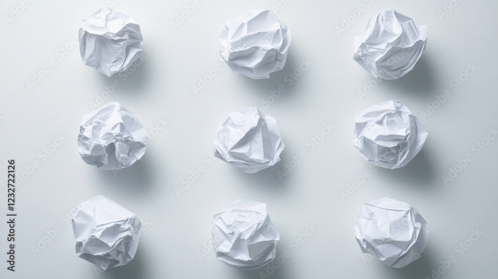 Naklejka premium crumpled paper balls on a white background