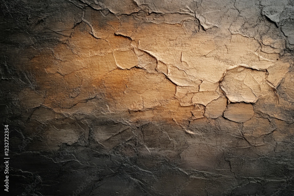 Fototapeta premium Cracked Earthy Texture with Warm Orange and Brown Highlights