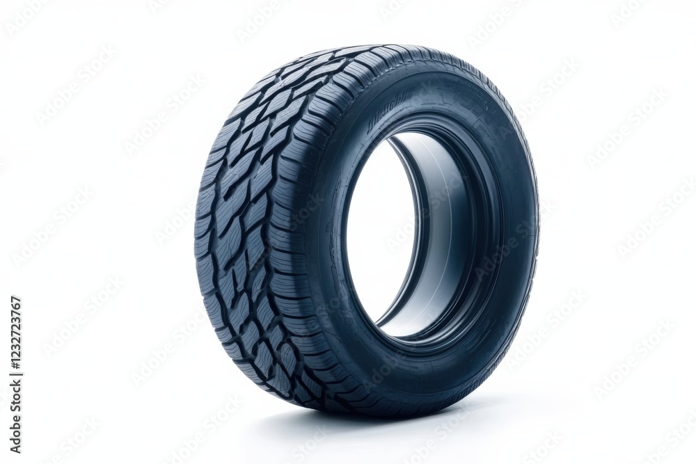 close-up of a single new car tire on a white background close-up of a single new car tire on a white background