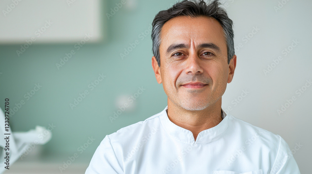 Obraz premium Portrait Of A Middle Aged Man In A White Shirt