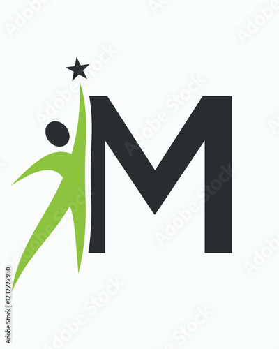 Initial Letter M Healthcare Logo Concept For Health Care, Sport, Bio, Fitness Or Medical Symbol