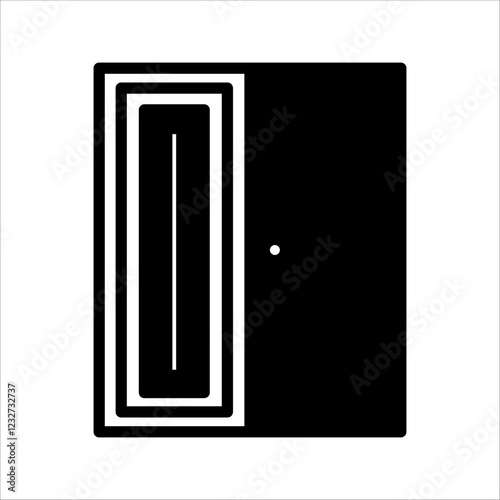 Cupboard icon. Wardrobe furniture cabinet vector template, white background.