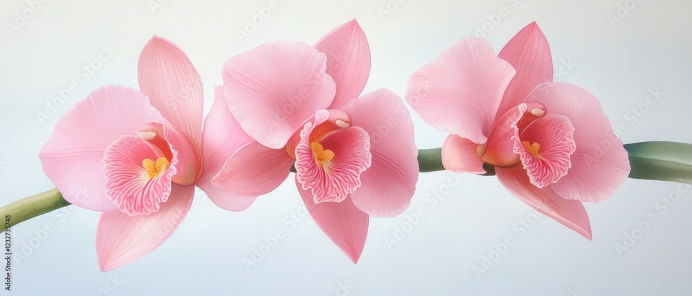 Fototapeta premium three delicate pink orchids on a stem