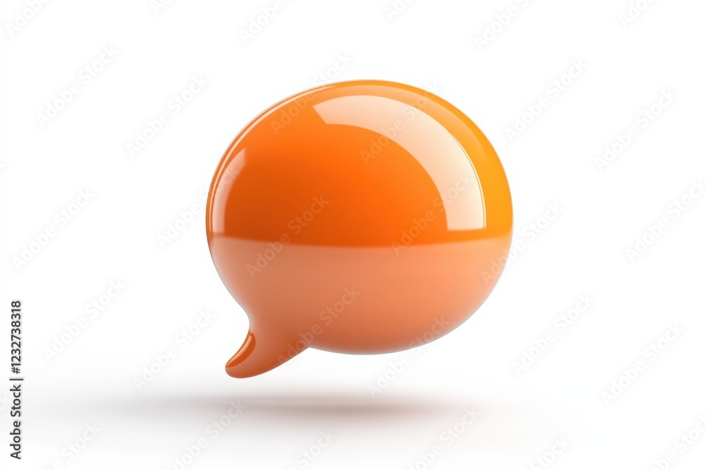 3d render of an orange speech bubble icon isolated on a white background 3d render of an orange speech bubble icon isolated on a white background