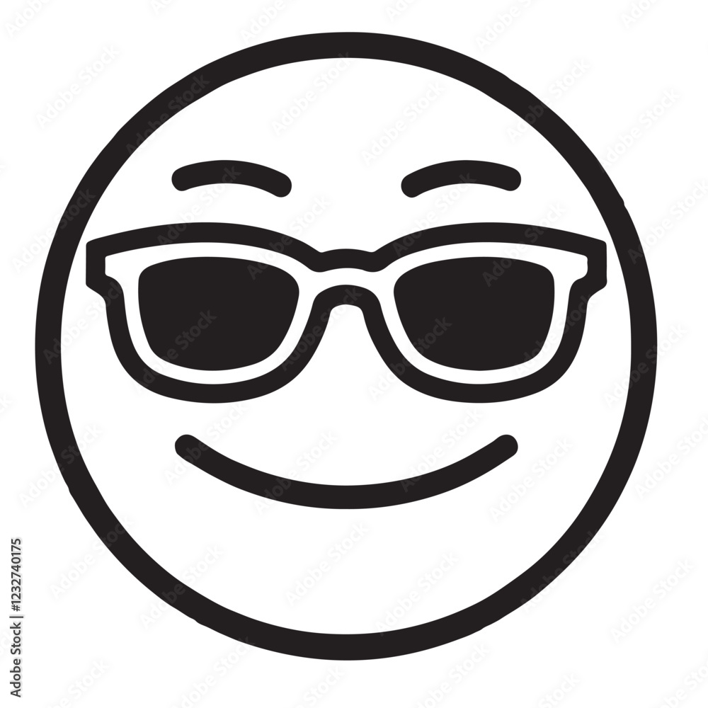 Cool Smiley Face Emoji with Sunglasses Vector Illustration Cool Smiley Face Emoji with Sunglasses Vector Illustration
