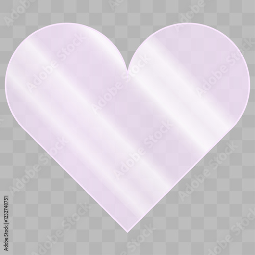 Heart shaped glass plate textures. with solar reflection. Beautiful realistic reflection. Stock vector illustration
